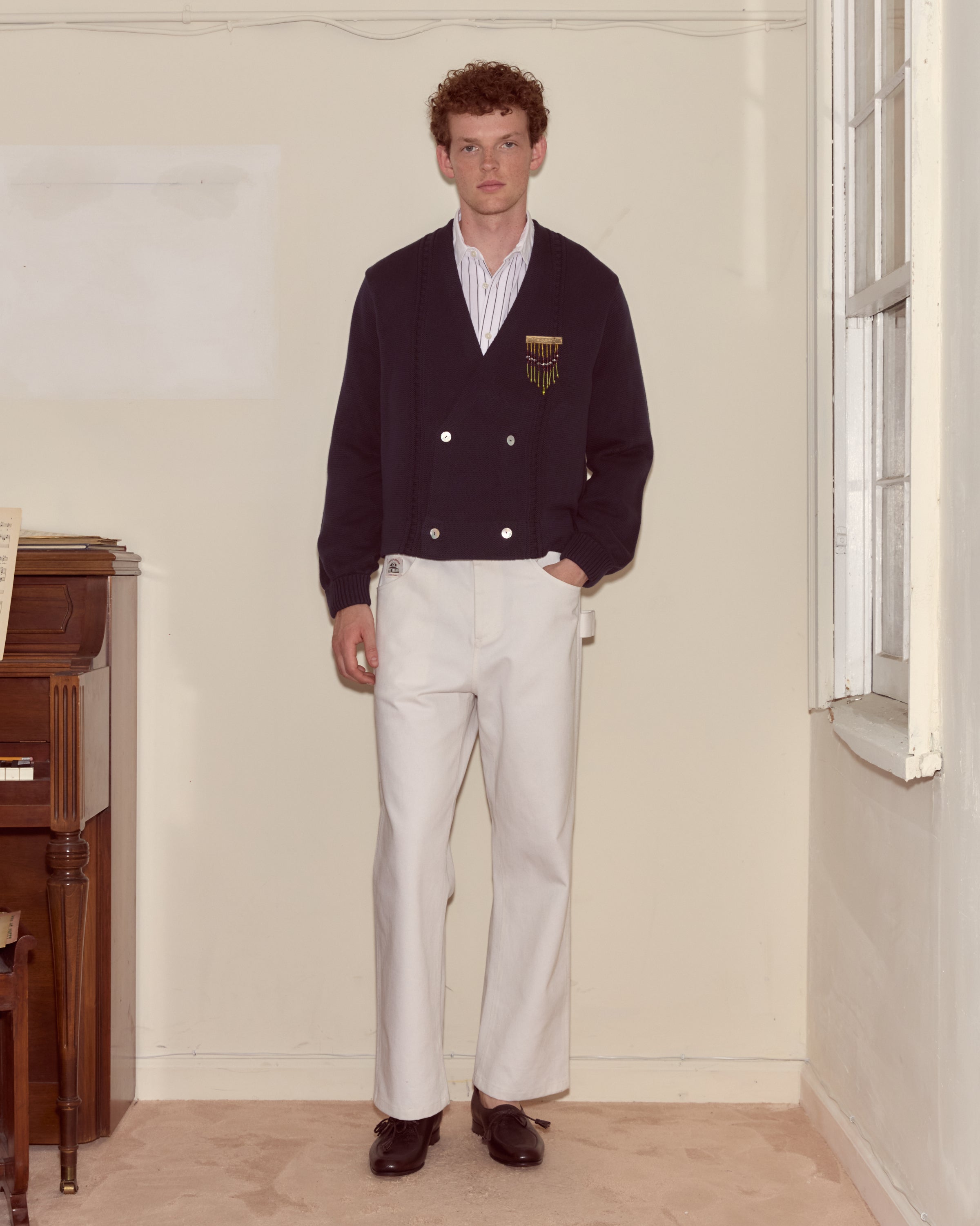 Double-Breasted Cardigan - Navy – BODE Double-Breasted Cardigan - Navy – BODE