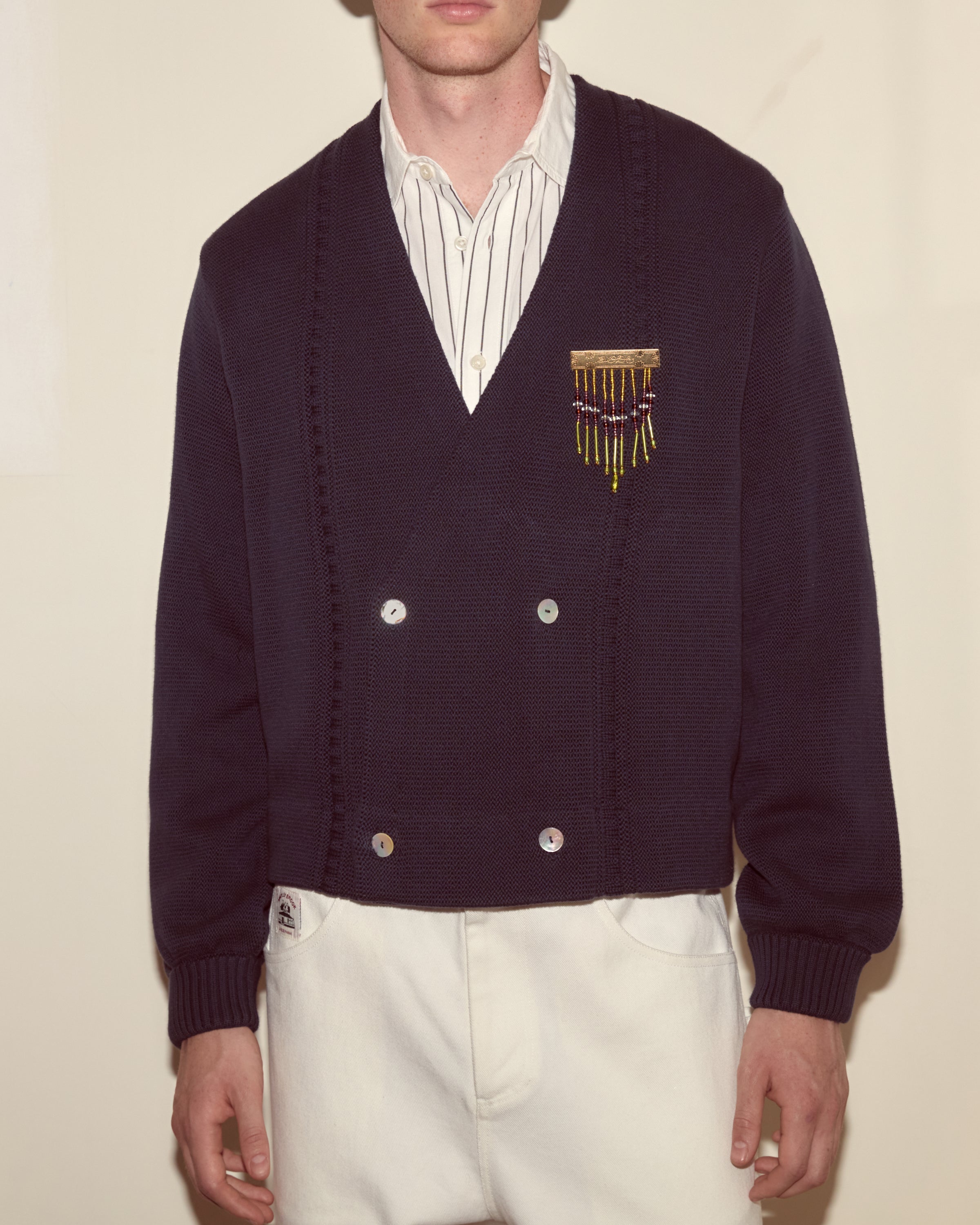 Double-Breasted Cardigan - Navy – BODE Double-Breasted Cardigan - Navy – BODE