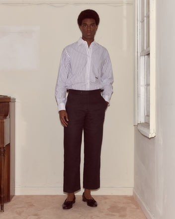 Lightweight Linen Side-Buckle Trousers - Black