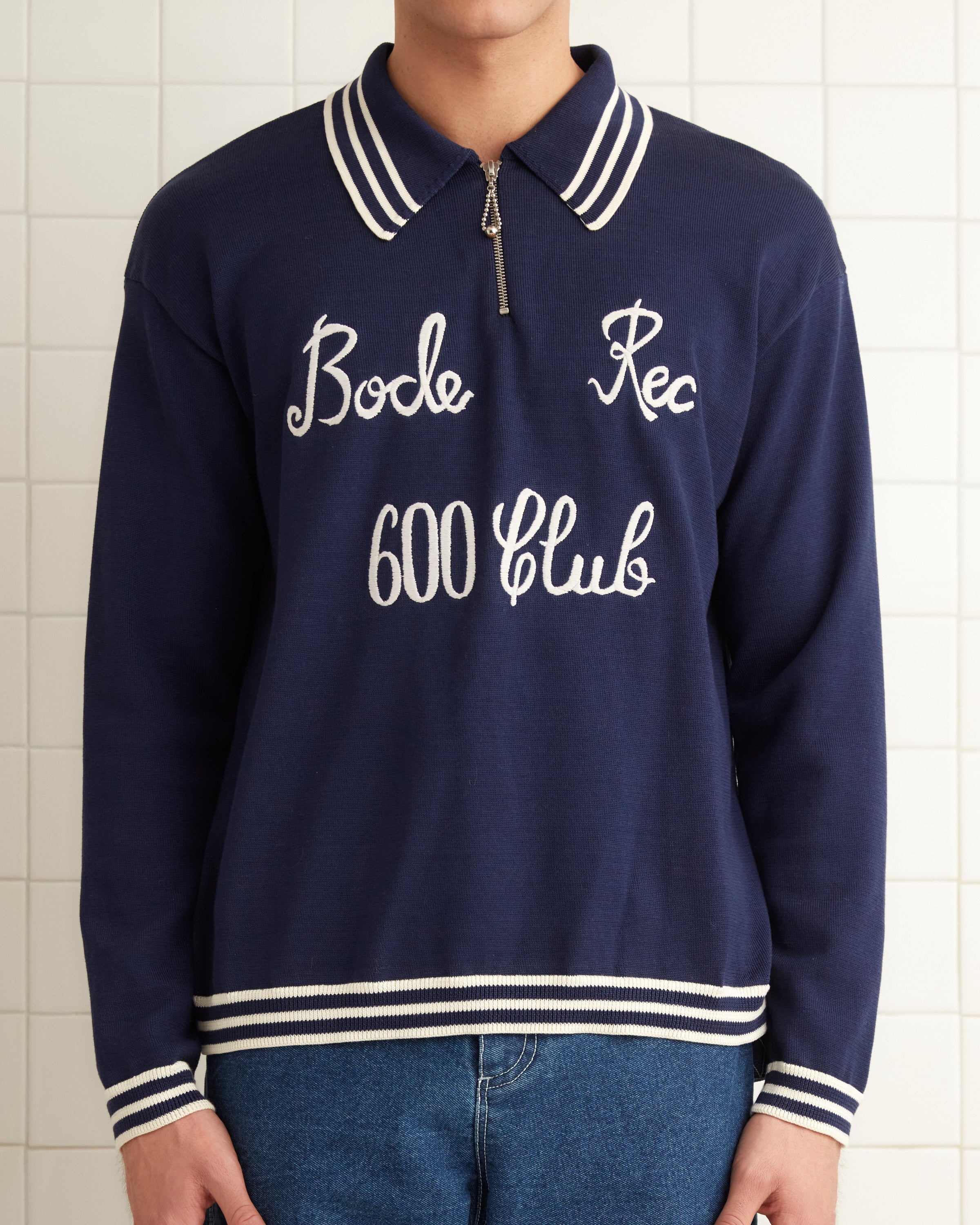ボーディ BODE ポロシャツ Club Long-Sleeved Polo - Navy – BODE