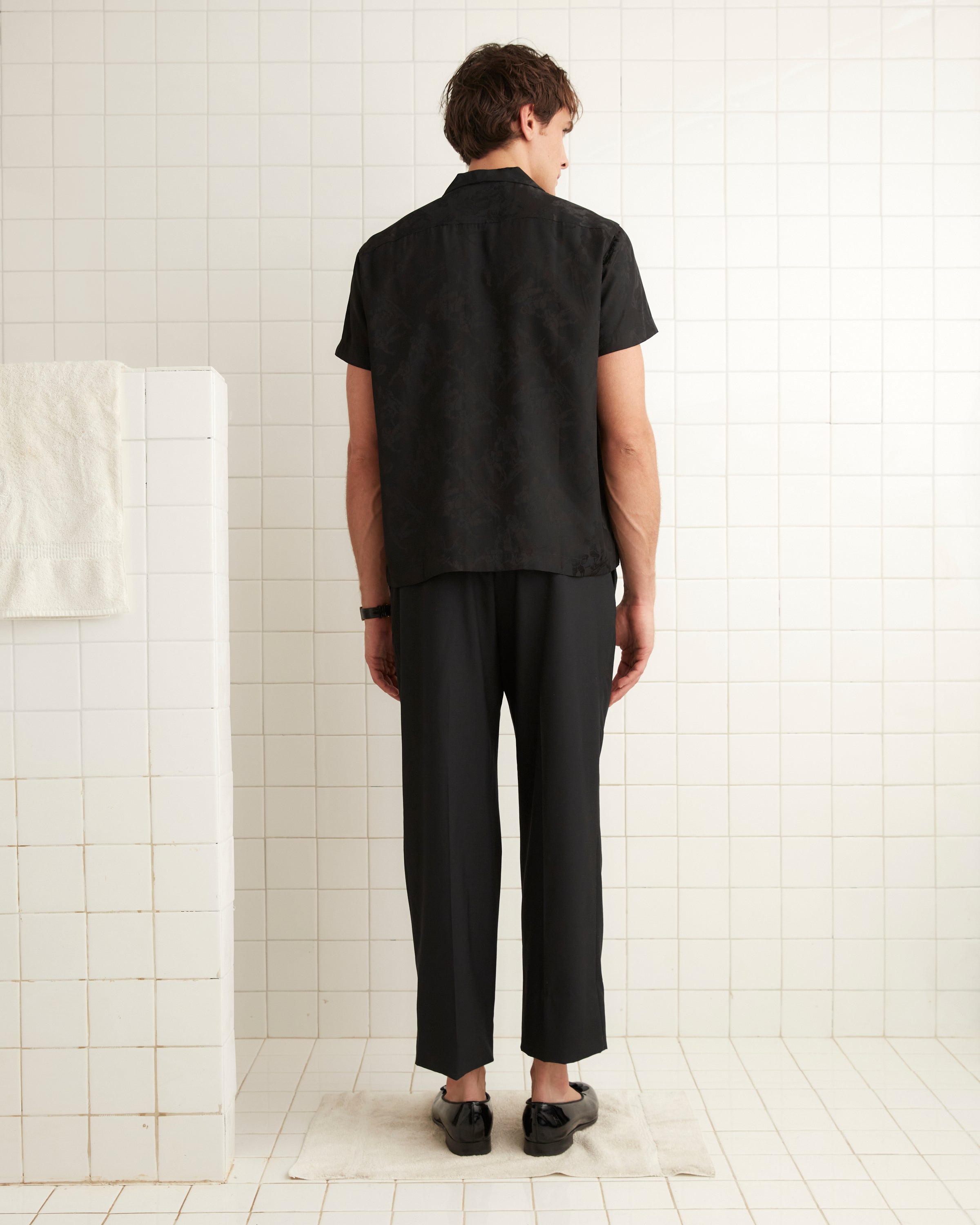 Football Jacquard Bowling Shirt - Black – BODE