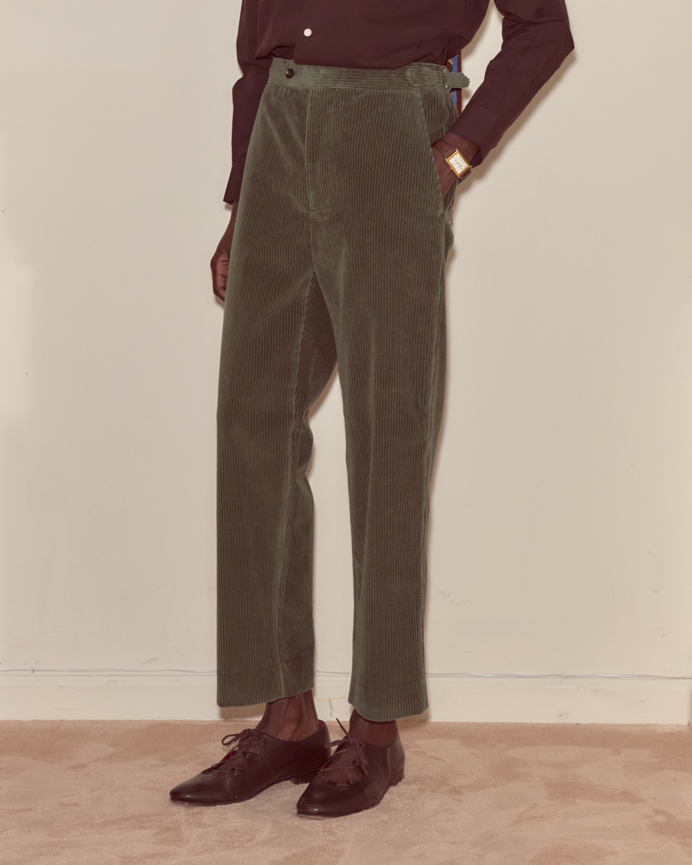 パンツ BODE Senior Cord Side-Buckle Trousers Corduroy Side-Buckle Trousers - Green – BODE