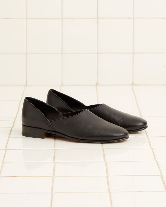 Leather House Shoes - Black