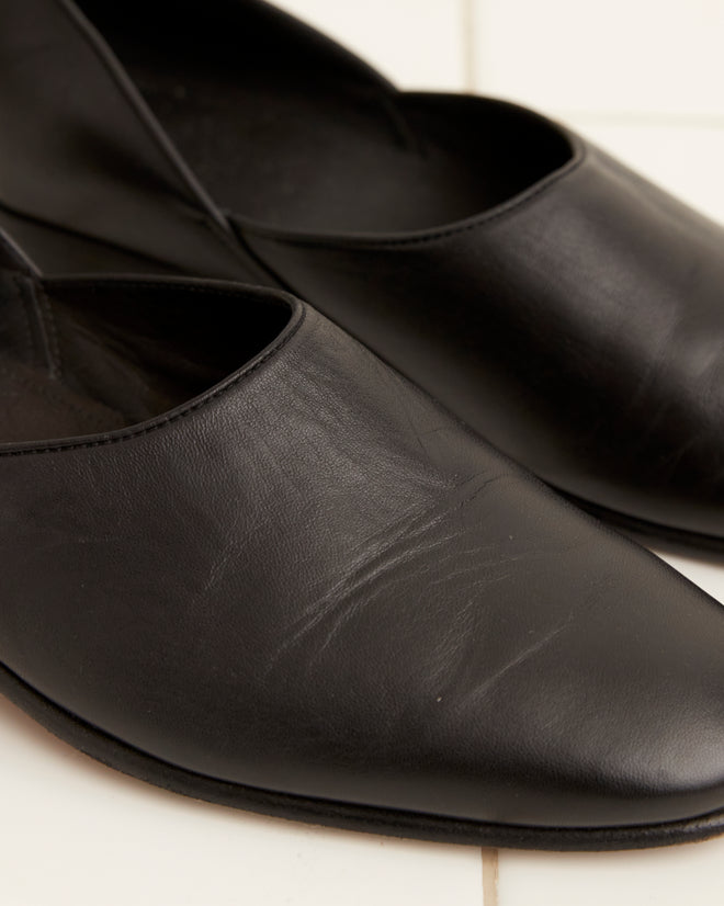 Leather House Shoes - Black