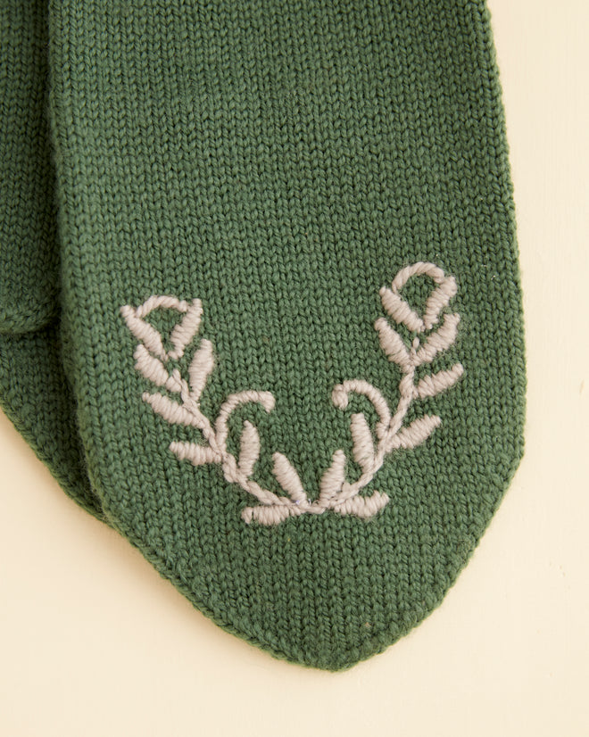 Floret Mittens - Green KNIT ACCESSORIES BODE New York