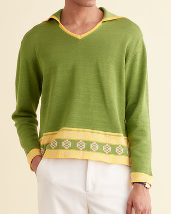 Wellfleet Jacquard Polo MENS KNIT TOPS BODE New York