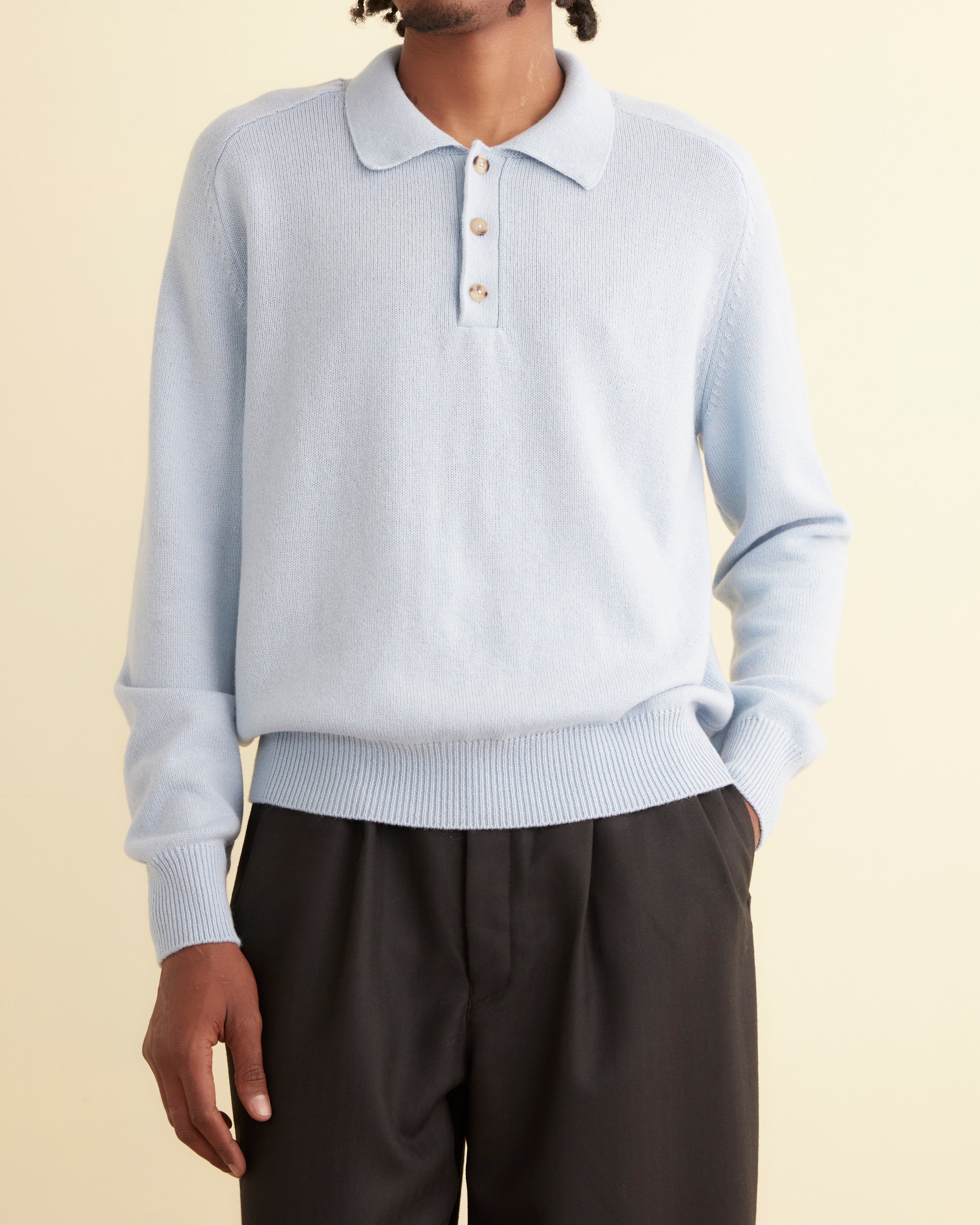 Cashmere Polo - Light Blue – BODE