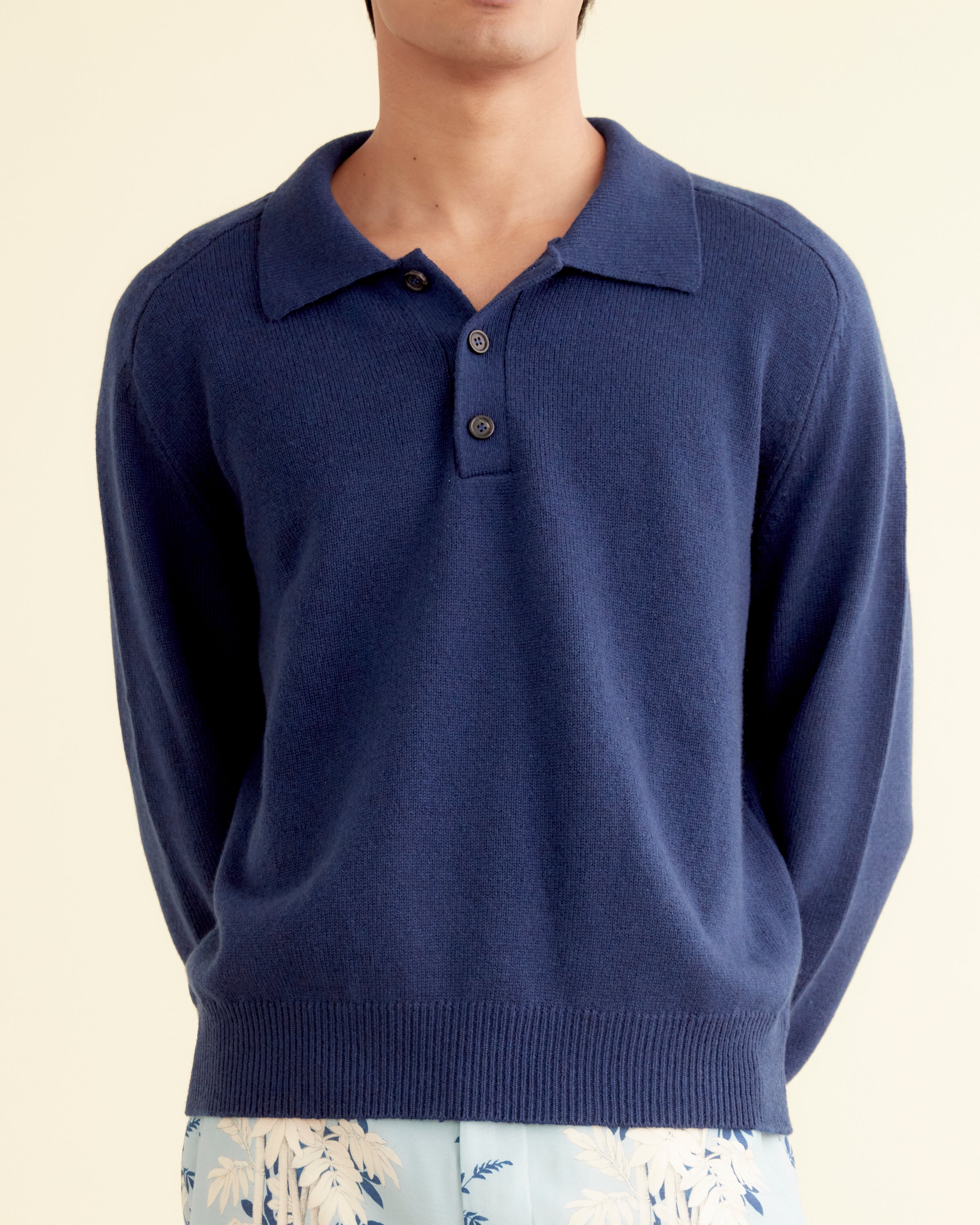 Cashmere Polo - Navy – BODE