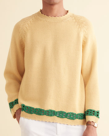 Daisy Garland Sweater - Yellow MENS KNIT TOPS BODE New York