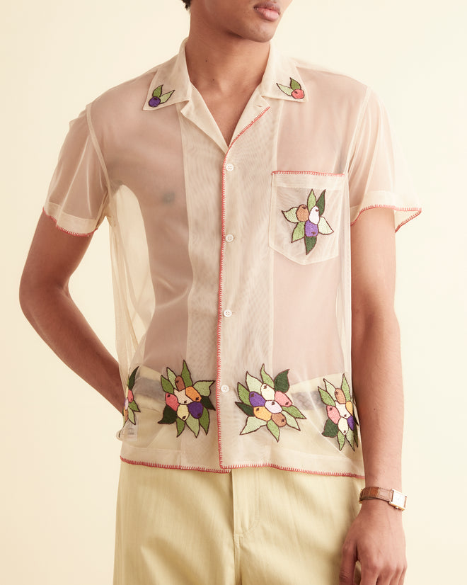 Embroidered Suncherry Short Sleeve Shirt XXS / Multi Embroidered Suncherry Short Sleeve Shirt XXS / Multi