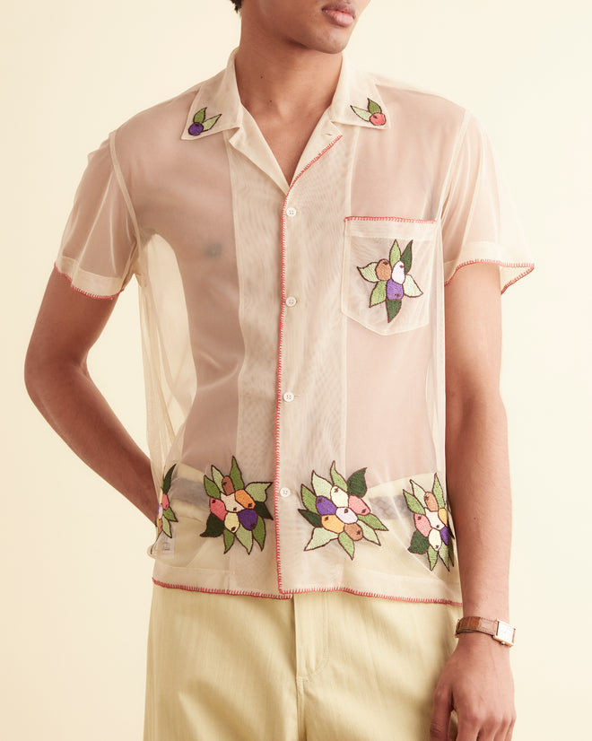 Embroidered Suncherry Short Sleeve Shirt