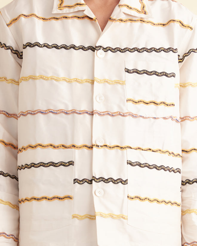 Rickrack Stripe Long Sleeve Shirt MENS SHIRTS BODE New York