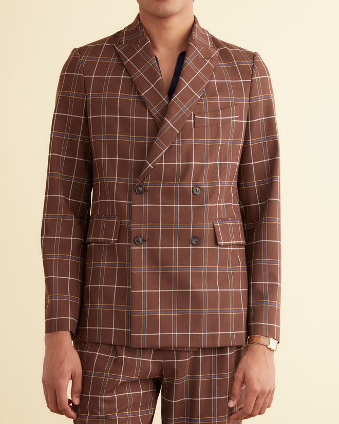 Dunham Plaid Double-Breasted Suit Jacket MENS SUIT JACKETS BODE New York