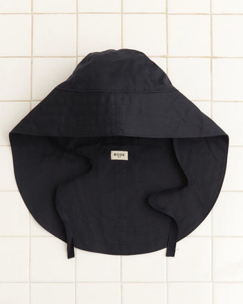 WAXED HERRINGBONE RAIN HAT - NAVY ACCESSORIES BODE New York