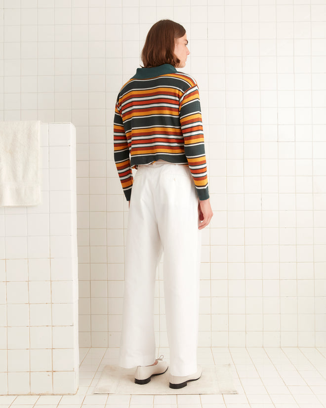 Parakeet Stripe Long Sleeve Boxy Polo SWEATERS BODE New York