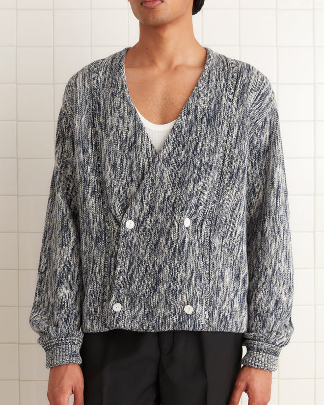 Double-Breasted Cardigan - Marled Blue SWEATERS BODE New York