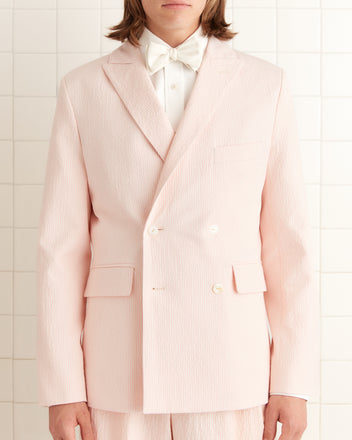 Club Stripe Double-Breasted Suit Jacket - Pink/White