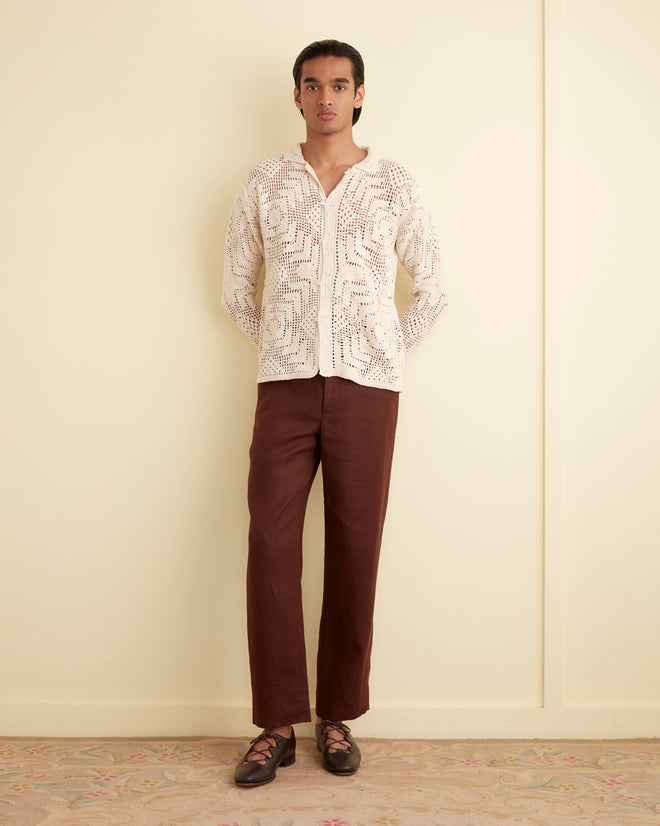 Bode – Overdye Crochet Shirt Cream
