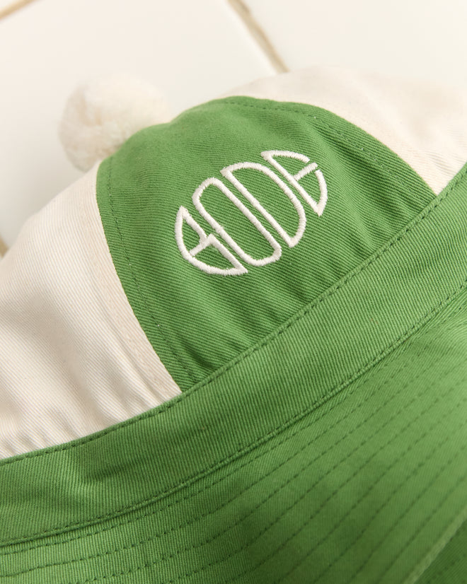 The Paneled Grandfather Hat - Green/White is crafted from midweight canvas with 