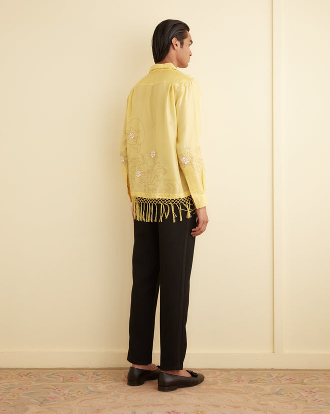 Bode Yellow Paquerette Fringe Shirt