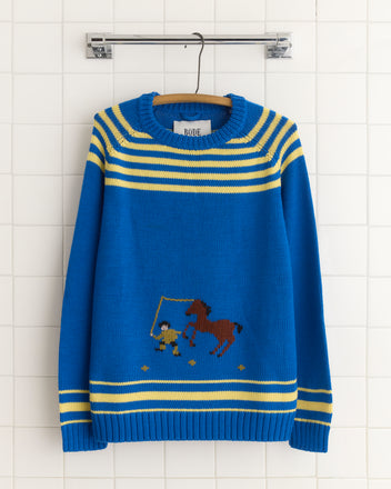 Pony Lasso Sweater - Blue Multi KNITWEAR BODE New York