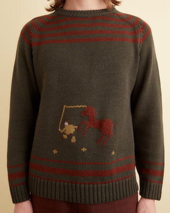 Pony Lasso Sweater - Green Multi KNITWEAR BODE New York