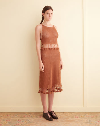 Posy Crochet Dress - Brown