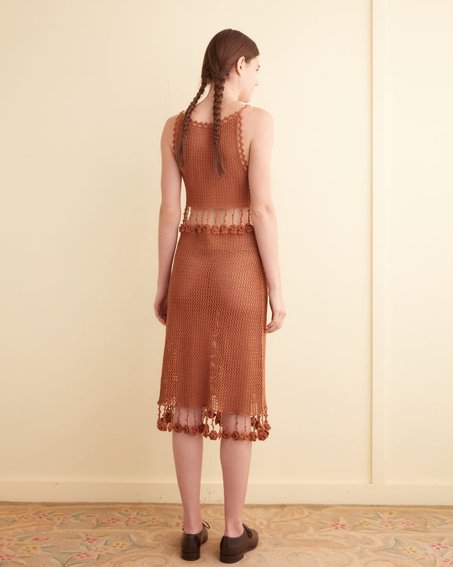Posy Crochet Dress - Brown WOMENS KNIT TOPS BODE New York