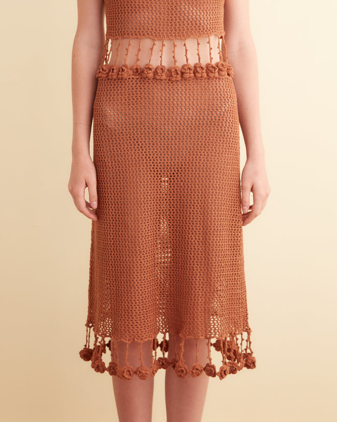 Posy Crochet Dress - Brown WOMENS KNIT TOPS BODE New York