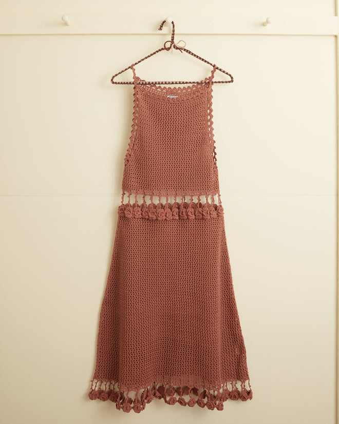 Posy Crochet Dress - Brown WOMENS KNIT TOPS BODE New York