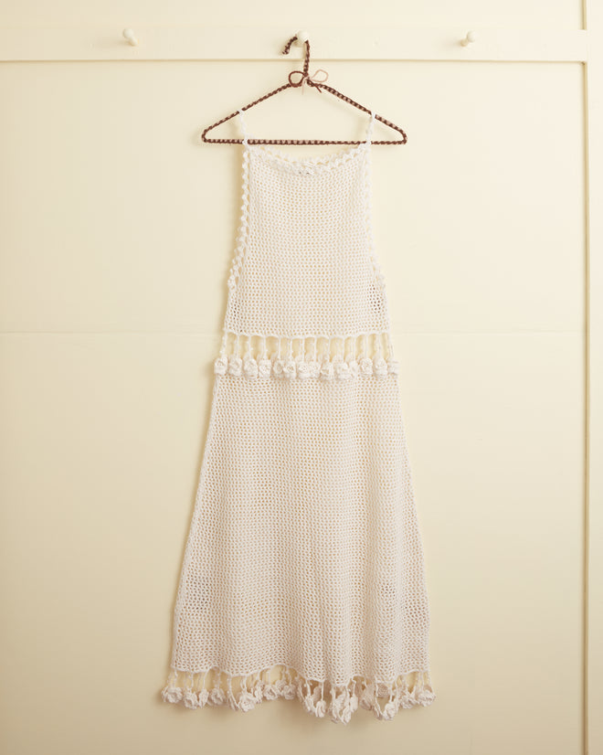 bode crochet dress Bode Posy Crochet Dress In Cream - 30% Off