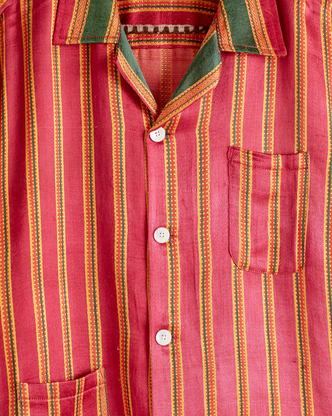 Red Mashru Stripe Shirt - S/M