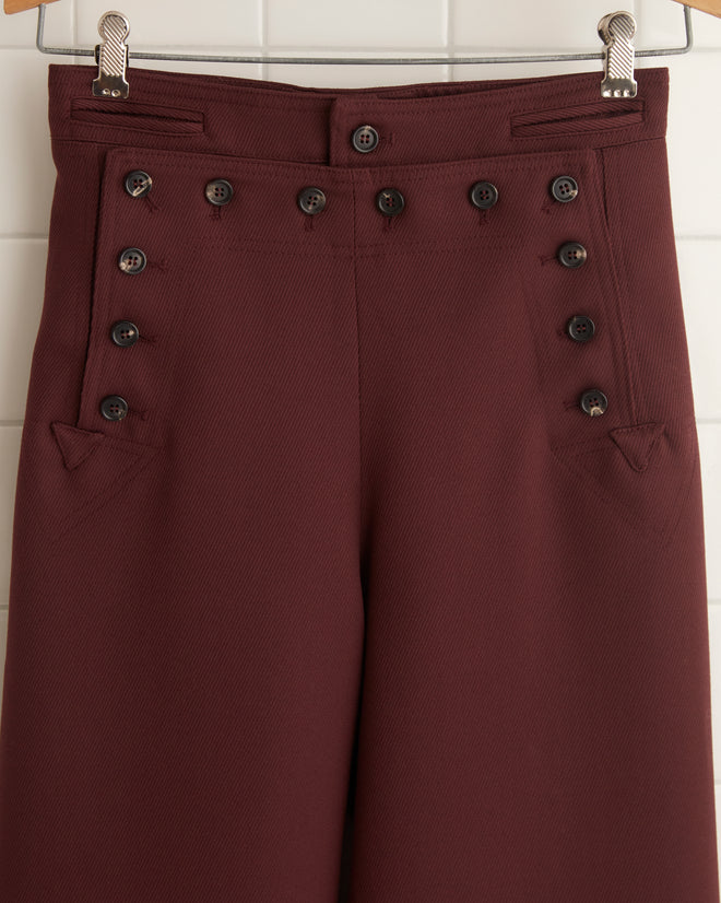 Riding Twill Sailor Trousers - Burgundy WOMENS TROUSERS BODE New York