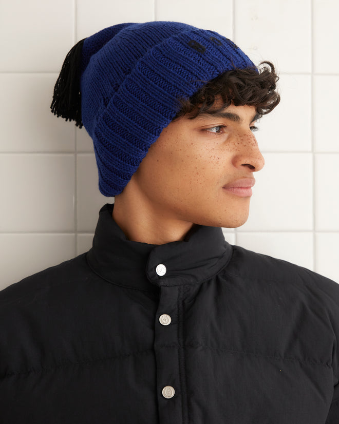 Roll-Up Tassel Beanie - Navy HATS BODE New York