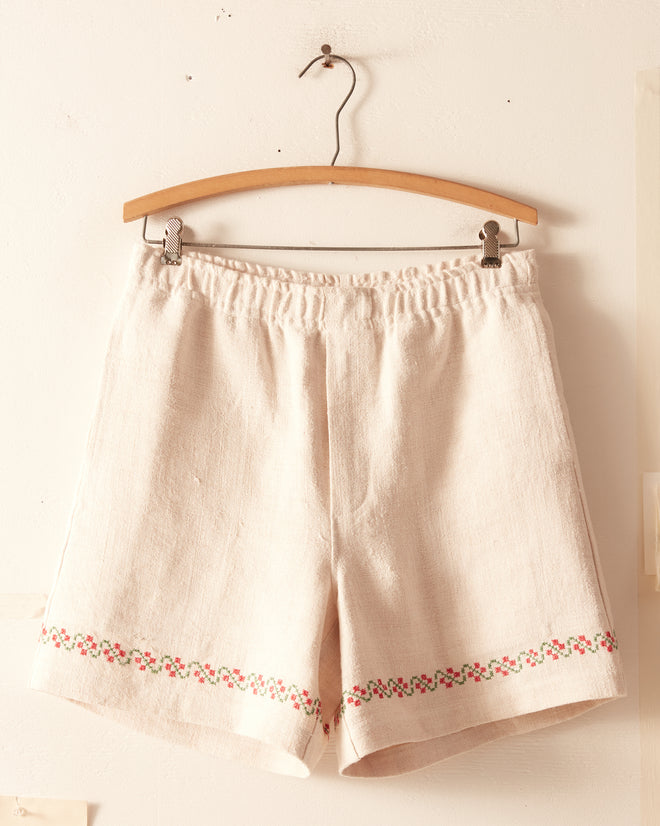 Rose Cross-Stitch Shorts - XS/S