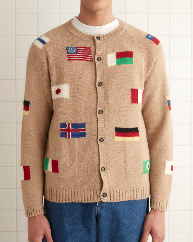 Round-the-World Cardigan - Tan MENS KNIT TOPS BODE New York