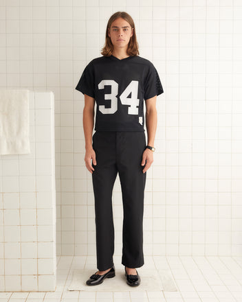 Black poly mesh Jersey featuring a 