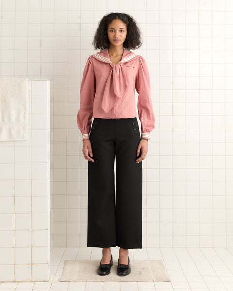 Tシャツ・カットソー BODE SS25 Black silk Seafarer shirt (WRF24SH007 BLACK) BODE Seafarer Shirt | Black | FARFETCH