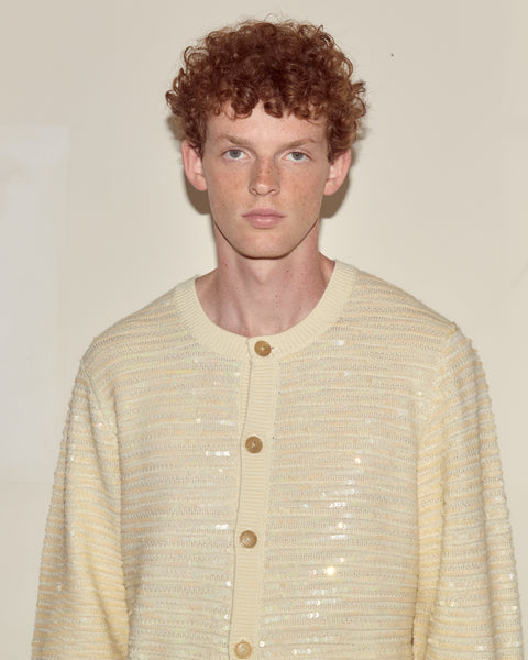 Sequin Spotlight Cardigan - Ivory – BODE