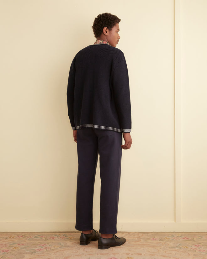 Shaker Stitch Cardigan - Navy – BODE