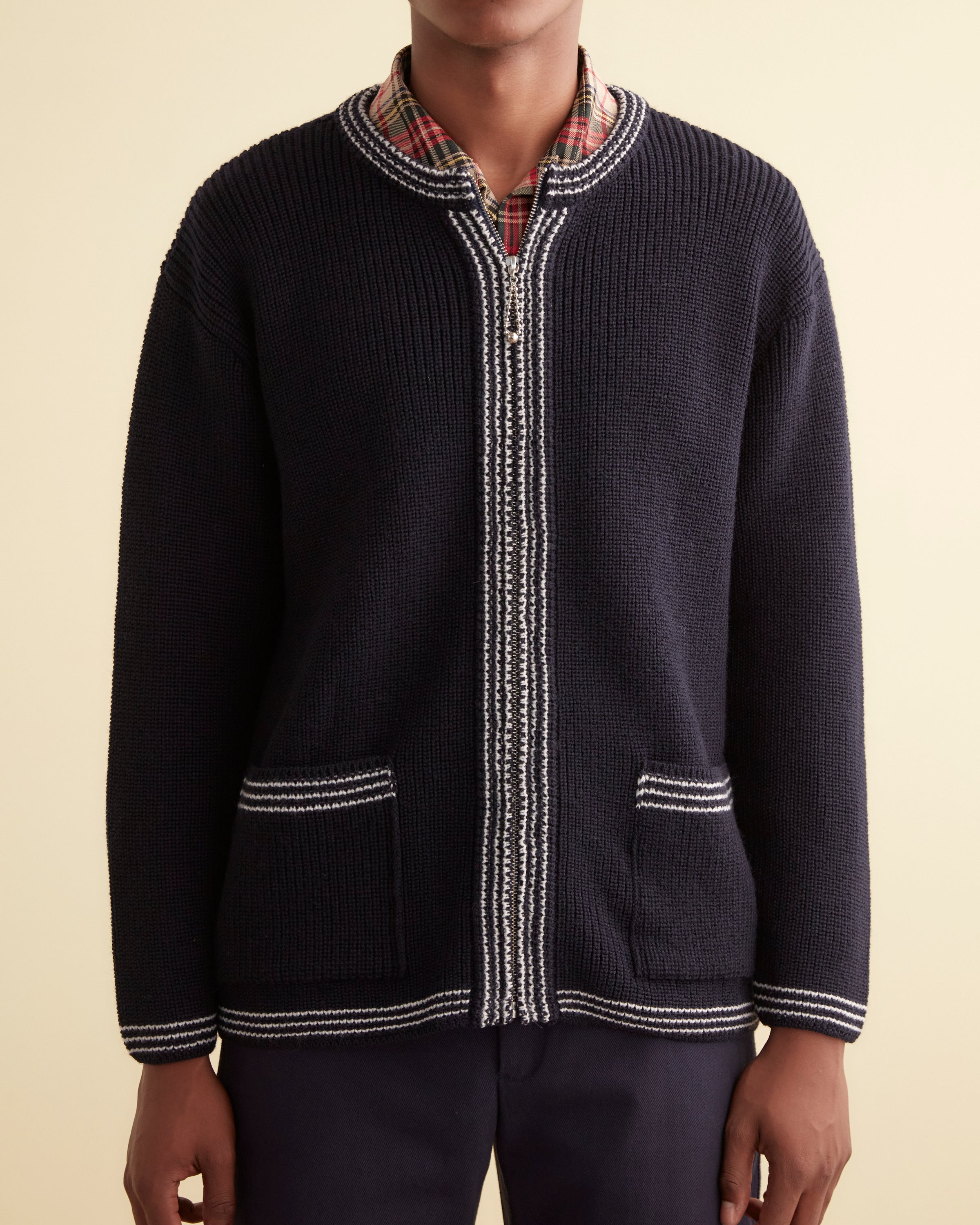 Shaker Stitch Cardigan - Navy – BODE