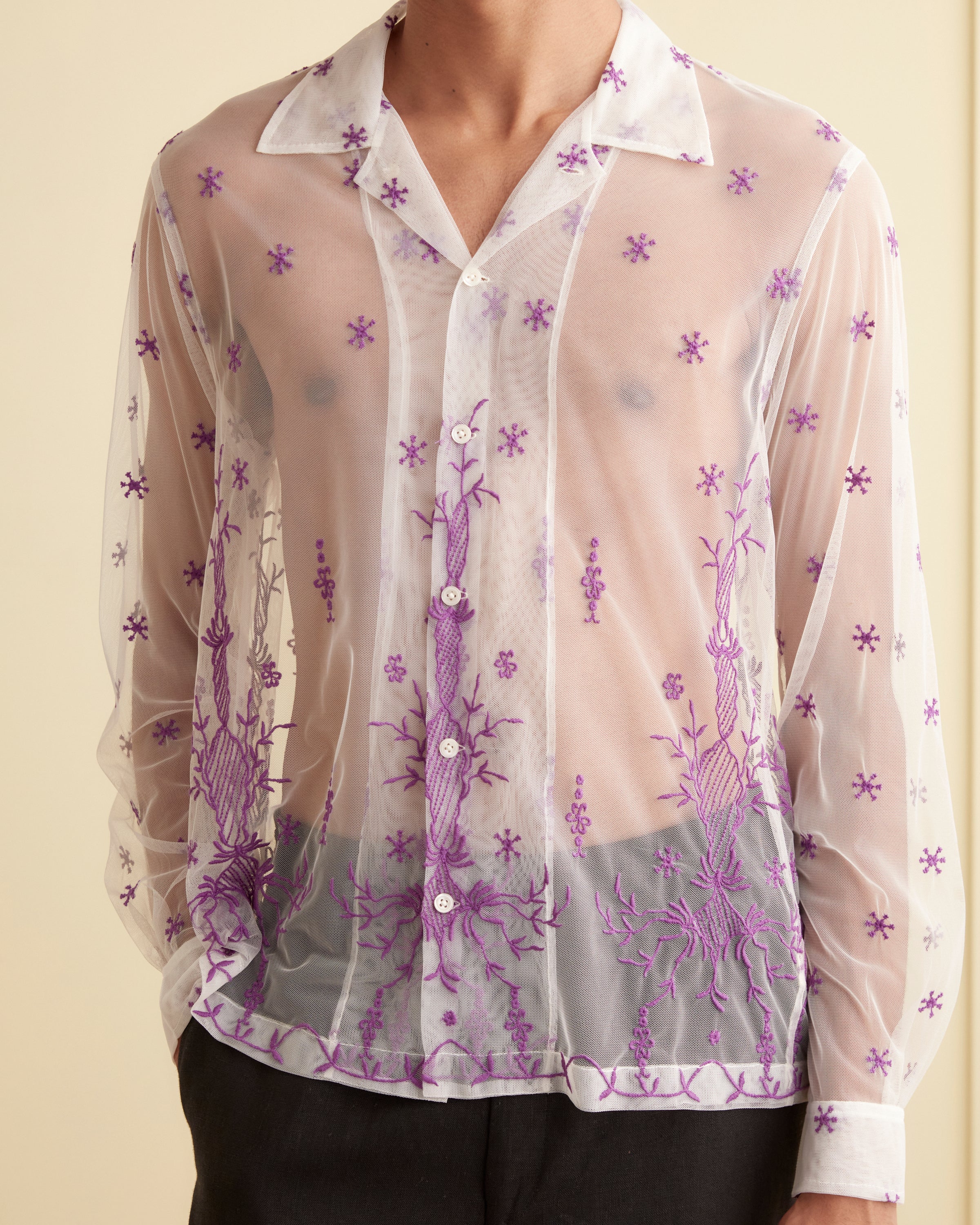 Sheer Lavandula Long Sleeve Shirt – BODE