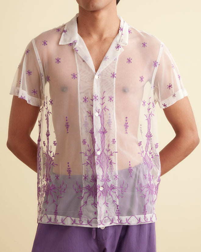 Sheer Lavandula Short Sleeve Shirt – BODE Sheer Lavandula Short Sleeve Shirt – BODE