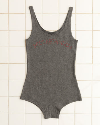 Shelly Romper - Grey, a gray sleeveless bodysuit made from organic cotton featuring the 