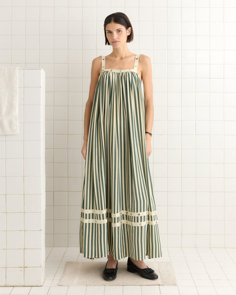 slim fit dress slacks Green and White Stripe Sienna Dress