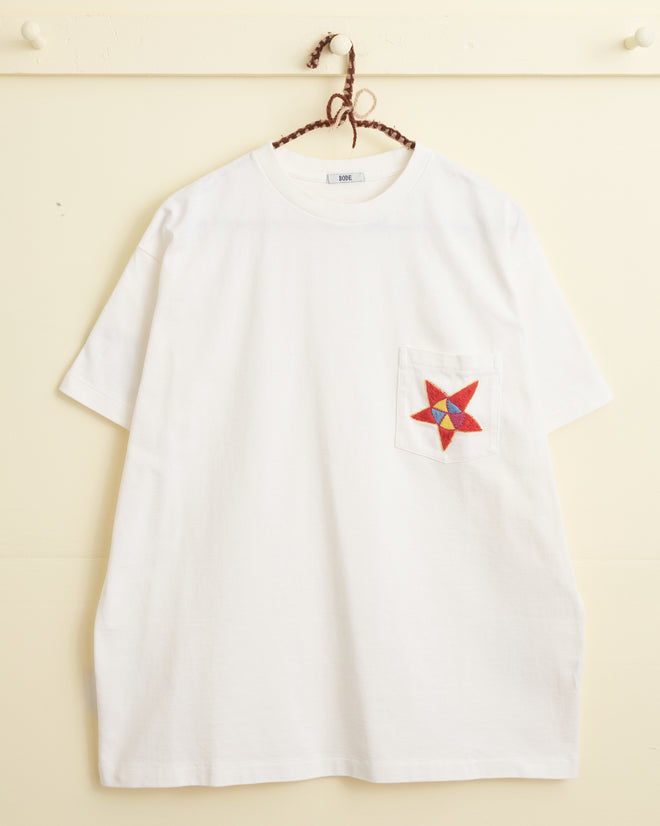 Star Pocket Tee - White CUT AND SEW BODE New York