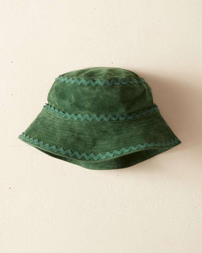 Suede Rickrack Hat - Green