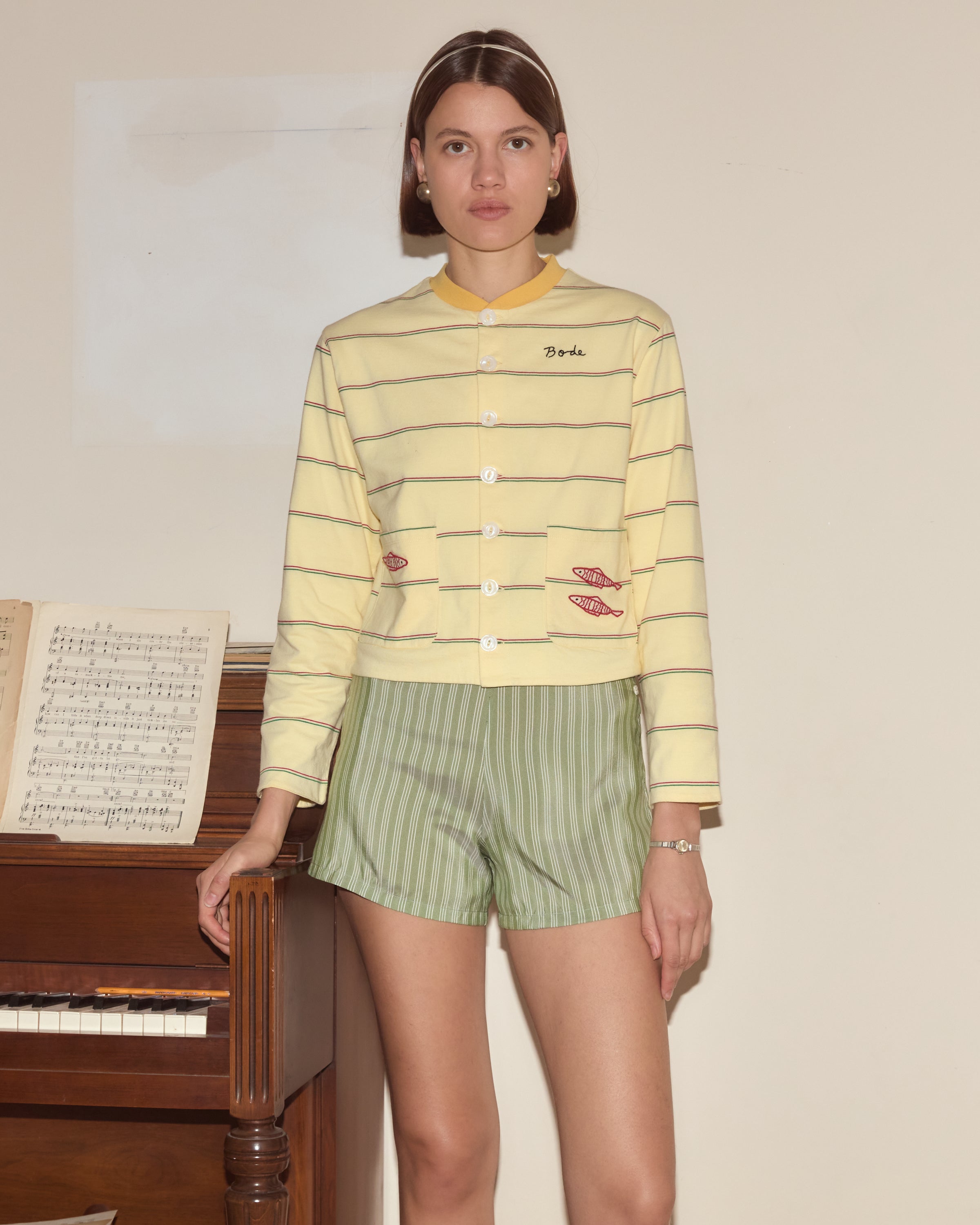 し*ぴ様 AMOMENTO Stripe Button Up Cardigan Aemi + Co Striped