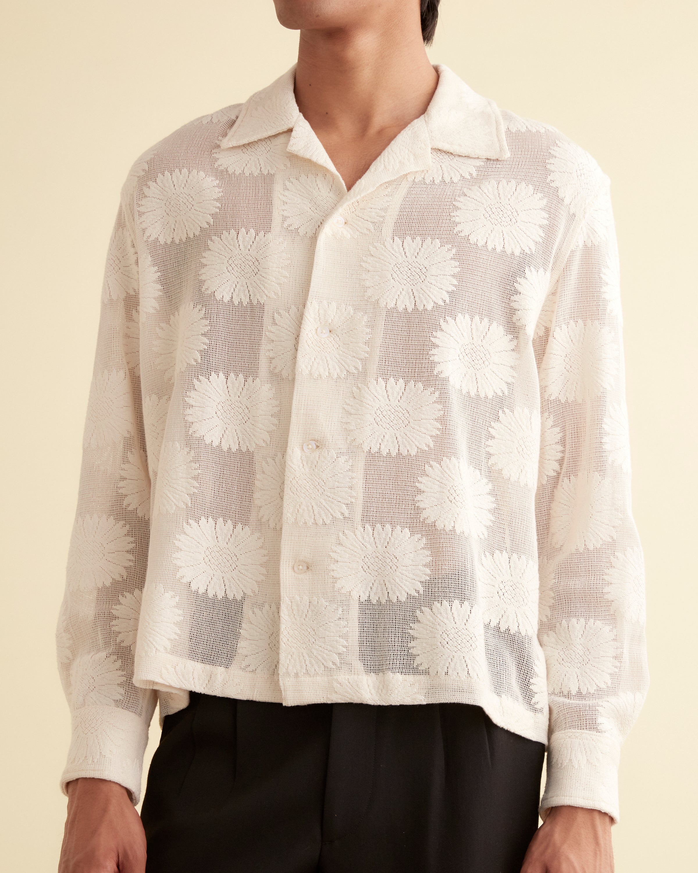 Sunflower Lace Long Sleeve Shirt - Ecru – BODE