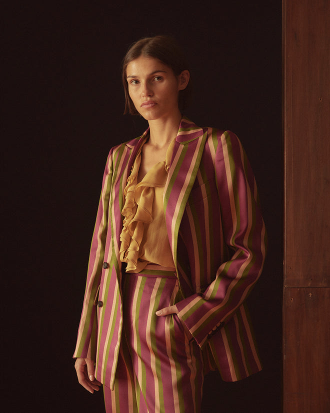 Juniper Stripe Double-Breasted Suit Jacket SUIT JACKETS BODE New York